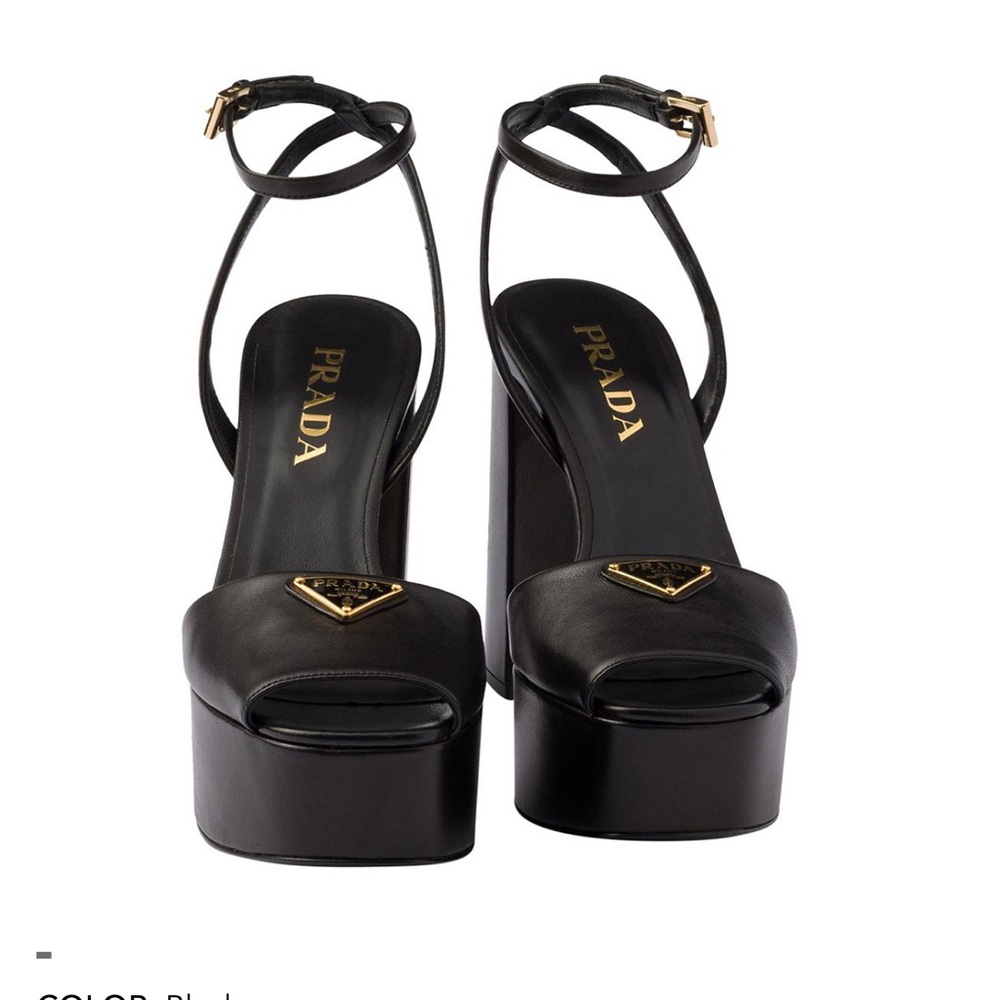 Prada Black Nappa Leather Platform Sandals new - Picture 6 of 7